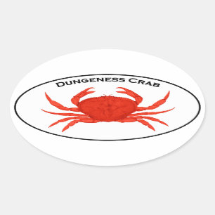 Red Dungeness Crab Oval Logo Sticker