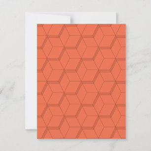 Red, dynamic, retro, cool trendy cube line pattern card
