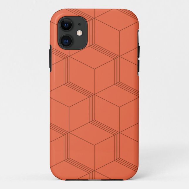 Red, dynamic, retro, cool trendy cube line pattern Case-Mate iPhone case (Back)