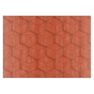 Red, dynamic, retro, cool trendy cube line pattern cutting board