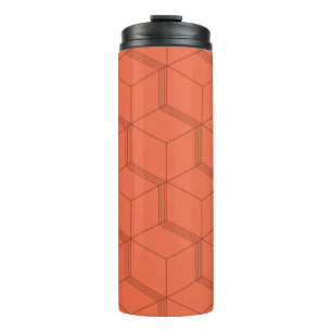 Red, dynamic, retro, cool trendy cube line pattern thermal tumbler