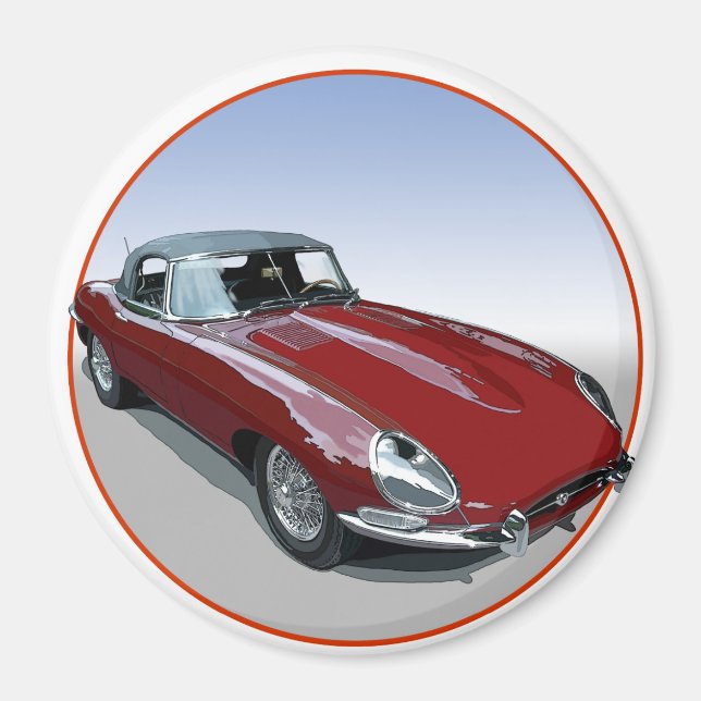 Red E Type Roadster Magnet (Front)