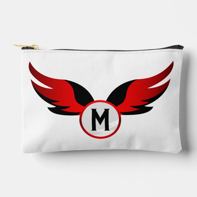 Red Eagle Winged with Personalised Name Accessory Pouch (Front)