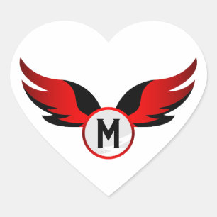Red Eagle Winged with Personalised Name Heart Sticker