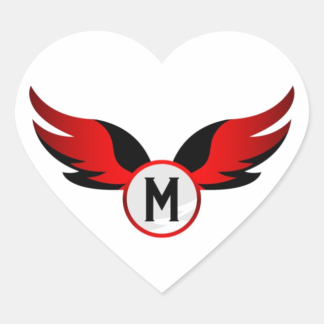 Red Eagle Winged with Personalised Name Heart Sticker (Front)