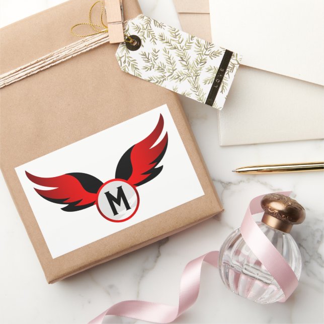 Red Eagle Winged with Personalised Name Rectangular Sticker (Gifting)