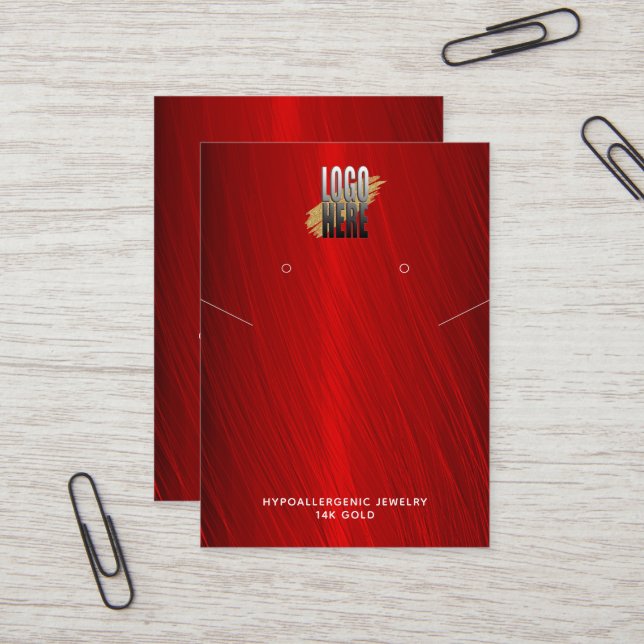 Red Earring necklace Display Logo Social Media  Business Card (Front/Back In Situ)