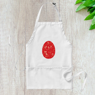 Red Easter Egg with Birds Pattern Standard Apron