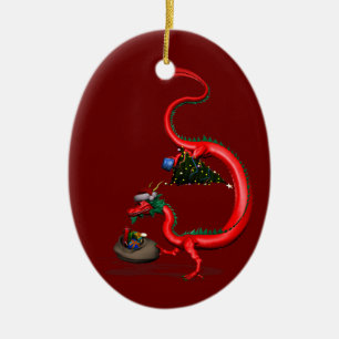 Red Eastern Dragon Ceramic Tree Decoration