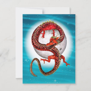 Red Eastern Dragon - Mythical Fantasy Creature Postcard
