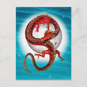 Red Eastern Dragon - Mythical Fantasy Creature Postcard
