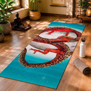 Red Eastern Dragon - Mythical Fantasy Creature Yoga Mat