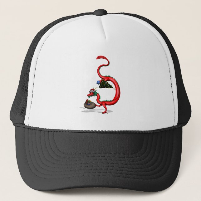 Red Eastern Dragon Trucker Hat (Front)