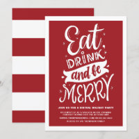 Red Eat Drink and Be Merry Virtual Christmas Party