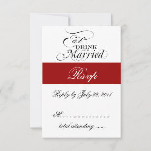 Red Eat, Drink, Be Married Wedding RSVP Card