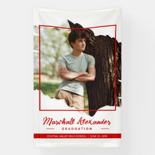Red Edgy Abstract Torn Photo Graduation Banner