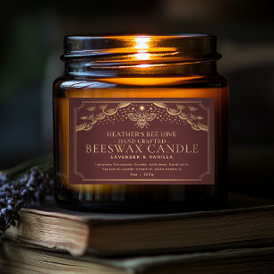 Red Editable Witchy Tarot Honeybee Candle Label