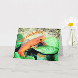 Red Eft Salamander Personalised Birthday  Card