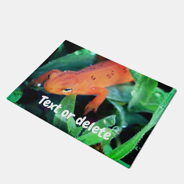 Red Eft Salamander Raindrop On Eye Personalised  Doormat (Angled)