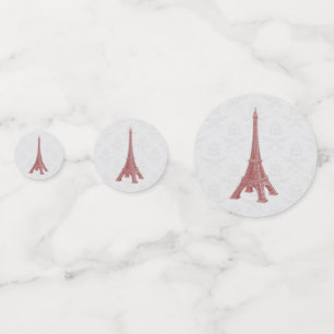 Red Eiffel Tower Damask Wedding Confetti