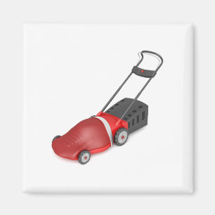 Red electric lawn mower magnet