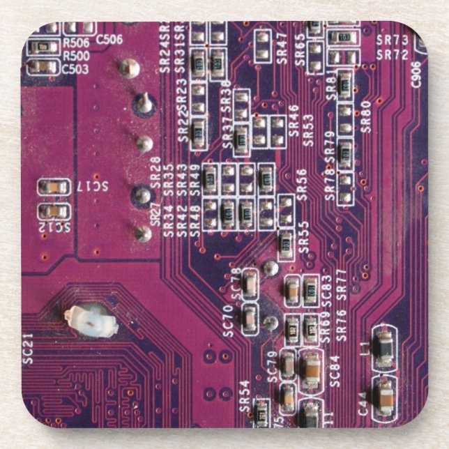 Red Electronic Circuit Board Coaster (Front)