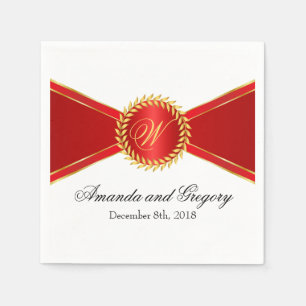 Red Elegance Monogram Napkin