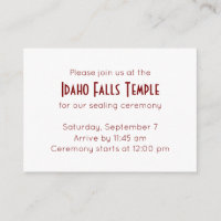 Red Elegance Temple Sealing Ceremony Invitation