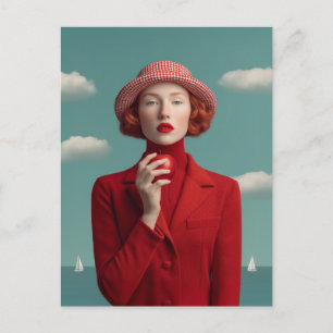 Red Elegance with Apple Holiday Postcard
