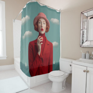 Red Elegance with Apple Shower Curtain