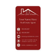 Red Elegant Business Card For Real Estate Agents