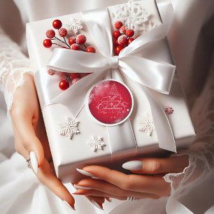 Red Elegant Christmas tree Classic Round Sticker