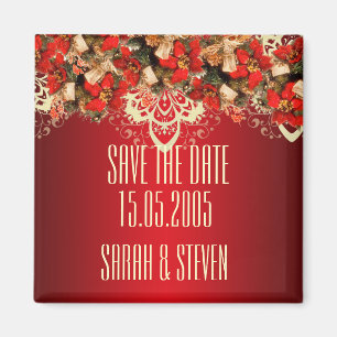 Red Elegant Christmas Wishes Save the date Magnet