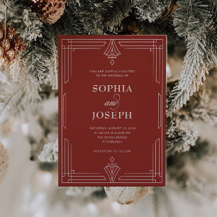Red Elegant Classic Holiday Wedding Invitation