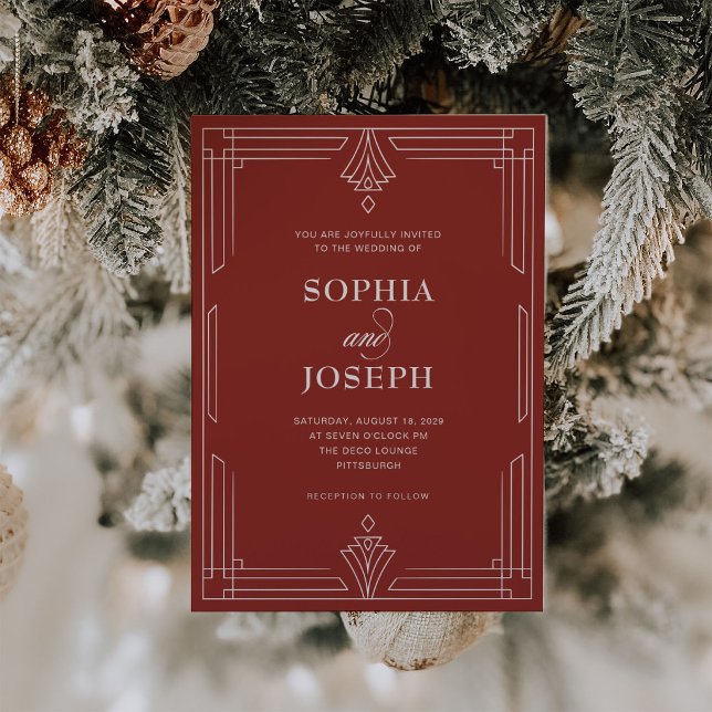 Red | Elegant Classic Holiday Wedding Invitation (Creator Uploaded)