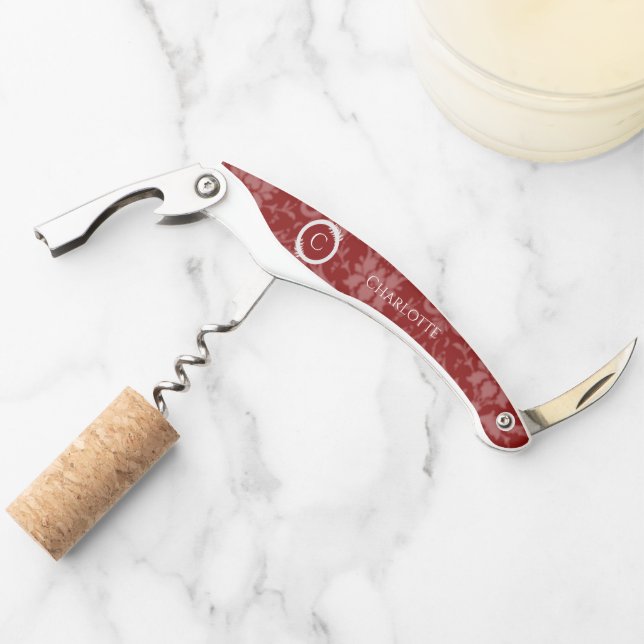 Red Elegant Damask Corkscrew (Front)