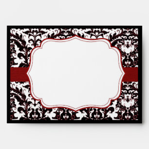 Red Elegant Damask Customisable Envelope