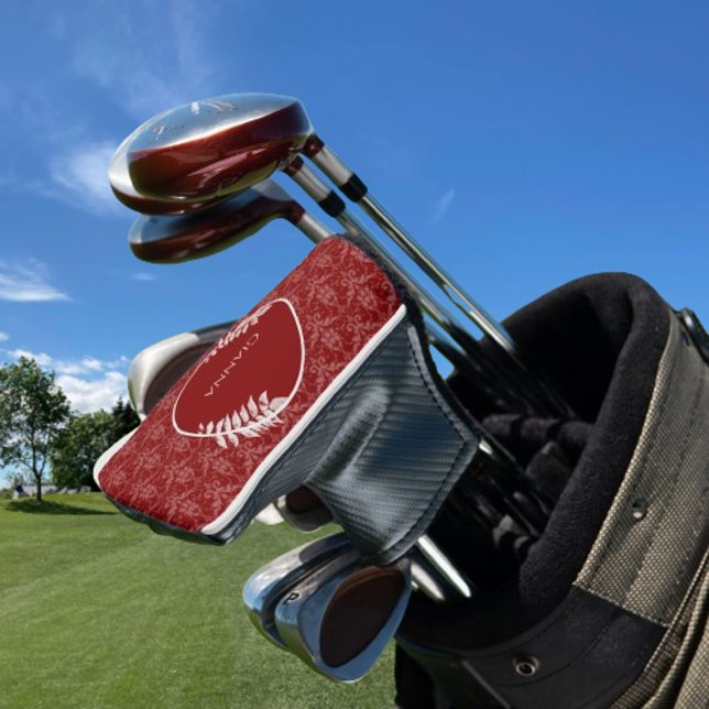 Red Elegant Damask Golf Head Cover (Red Elegant Damask Personalized Golf Head Cover)