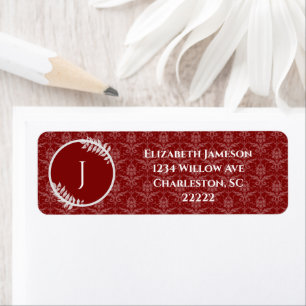 Red Elegant Damask Label
