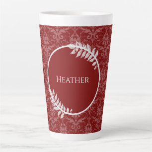 Red Elegant Damask Personalised Latte Mug