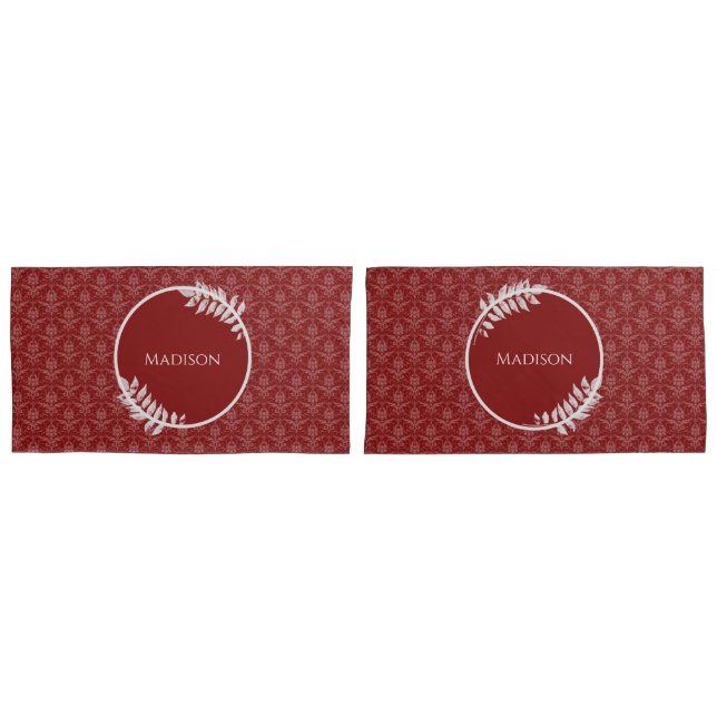 Red Elegant Damask Pillow Case (Front-Set)