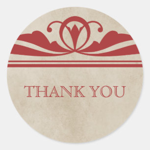 Red Elegant Deco Thank You Stickers