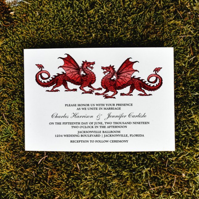 Red Elegant Dragon Wedding Invite (Red Elegant Dragons Wedding Invite)