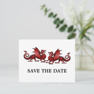 Red Elegant Dragons Save the Date Postcard