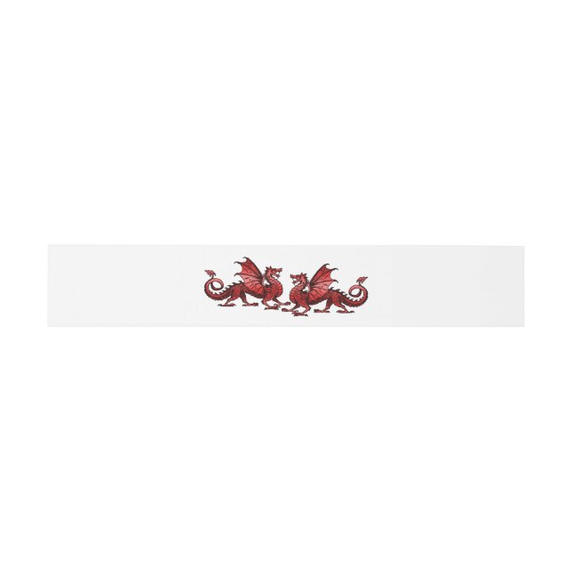 Red Elegant Dragons Wedding Belly Bands Invitation Belly Band (Flat)
