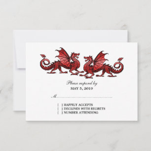 Red Elegant Dragons Wedding Response Card