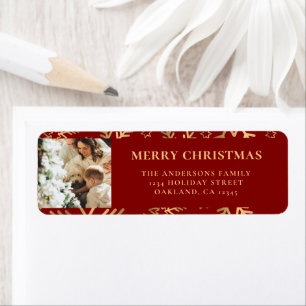Red Elegant Family Photo Snowflakes Christmas