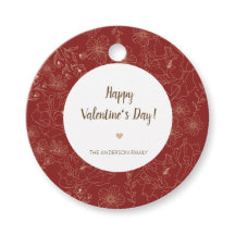 Red Elegant Floral Happy Valentine's Day Circle
