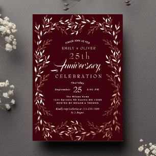 Red Elegant Gold Leaf Anniversary 