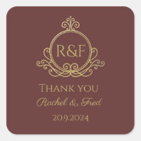 Red Elegant Golden Calligraphy Wedding Thank you